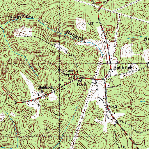 Topographic Map of Poynters Church, KY