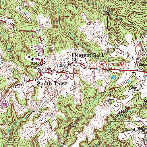 Topographic Map of Smith Town, KY