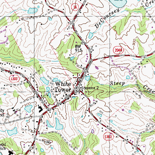 Topographic Map of White Tower, KY
