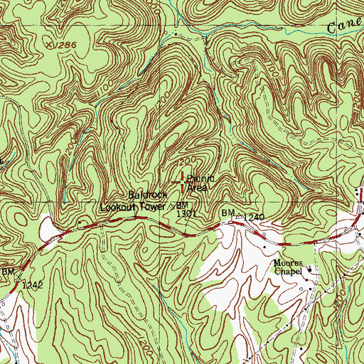 Topographic Map of Bald Rock Picnic Area, KY