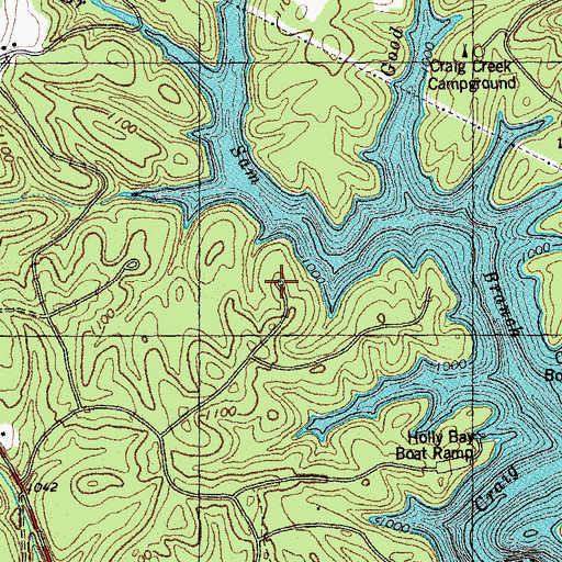 Topographic Map of Holly Bay Recreation Area, KY