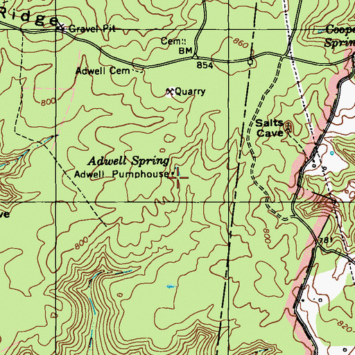 Topographic Map of Adwell Pumphouse, KY