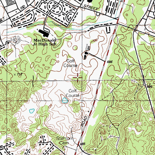Topographic Map of Anderson Golf Course, KY