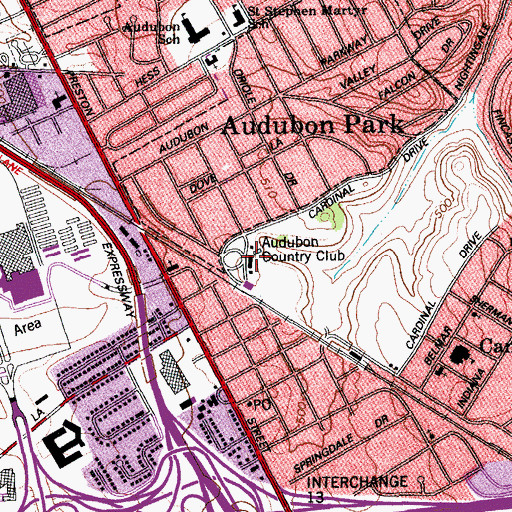 Topographic Map of Audubon Country Club, KY