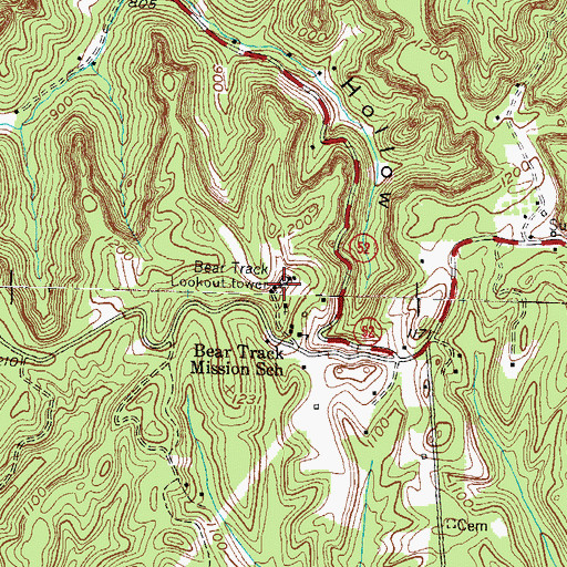 Topographic Map of Bear Track Lookout Tower, KY