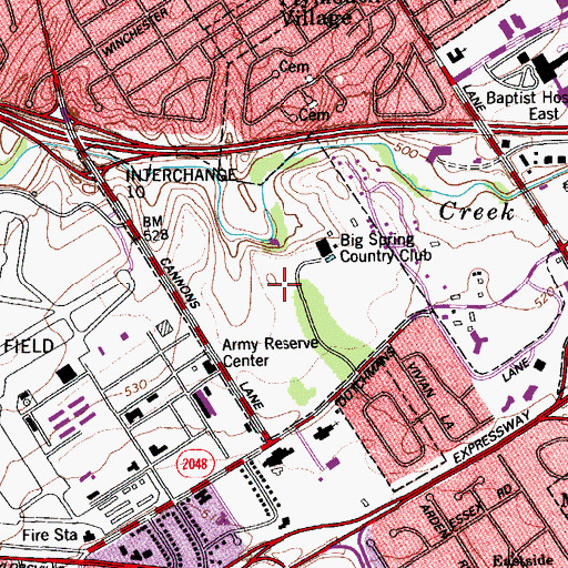 Topographic Map of Big Spring Country Club, KY