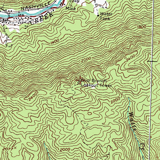 Topographic Map of Bird Branch Lookout Tower, KY