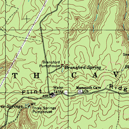 Topographic Map of Bransford Pumphouse, KY