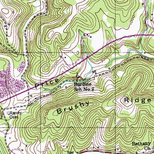 Topographic Map of Burdine School Number 2, KY