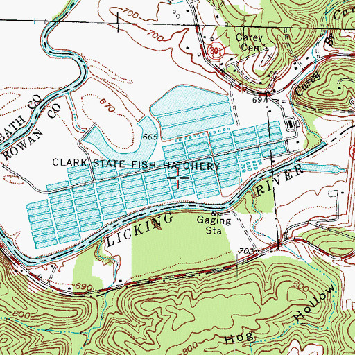 Topographic Map of Clark State Fish Hatchery, KY