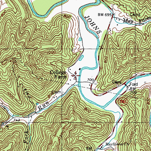 Topographic Map of College Farm, KY
