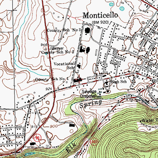 Topographic Map of County School Number 1, KY