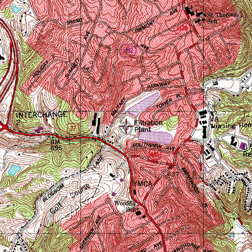 Topographic Map of Covington Filtration Plant, KY