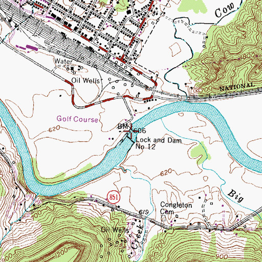 Topographic Map of Dam Number 12, KY