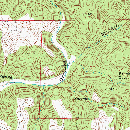 Topographic Map of Martin Hollow, AR