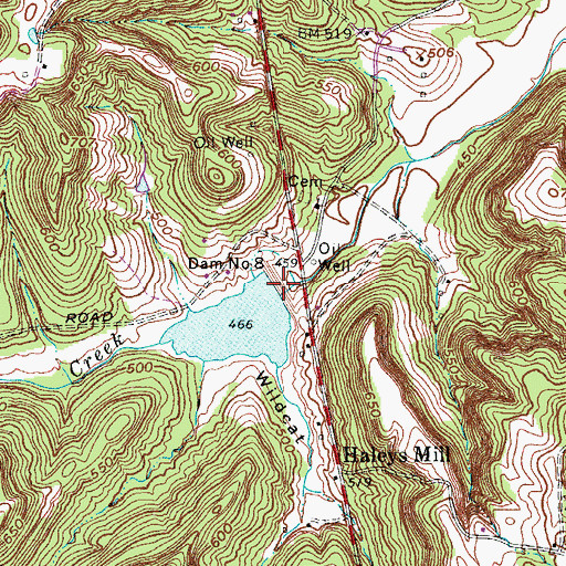 Topographic Map of Dam Number 8, KY