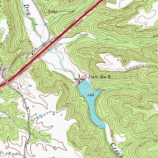 Topographic Map of Dam Number 9, KY