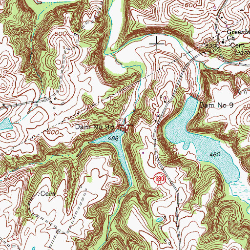 Topographic Map of Dam Number 9B, KY