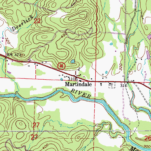 Topographic Map of Martindale, AR