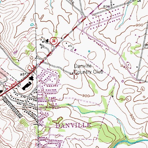 Topographic Map of Danville Country Club, KY