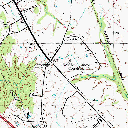Topographic Map of Elizabethtown Country Club, KY