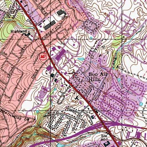 Topographic Map of Frankfort Country Club, KY