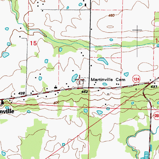 Topographic Map of Martinville Cemetery, AR