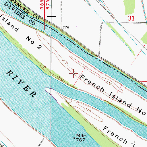 Topographic Map of French Island Number 2, KY