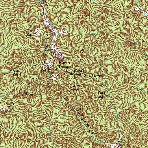 Topographic Map of Frozen Lookout Tower, KY