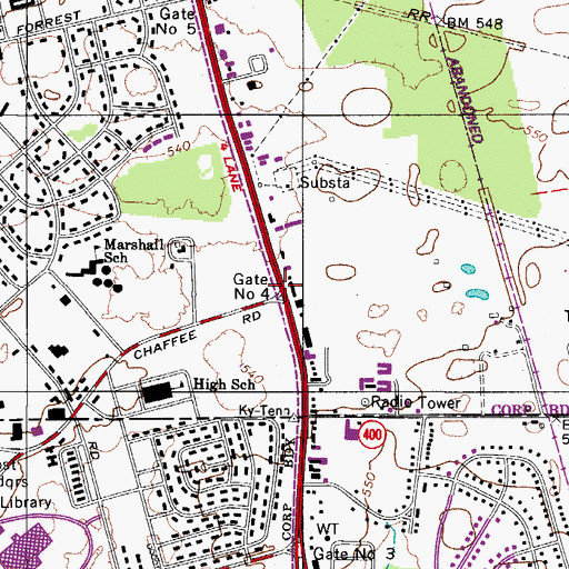 Topographic Map of Gate Number 4, KY
