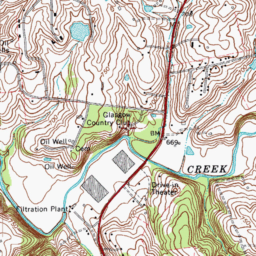 Topographic Map of Glasgow Country Club, KY