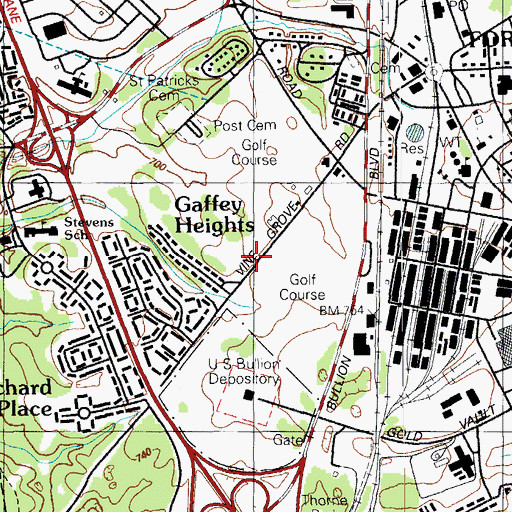 Topographic Map of Golf Course, KY