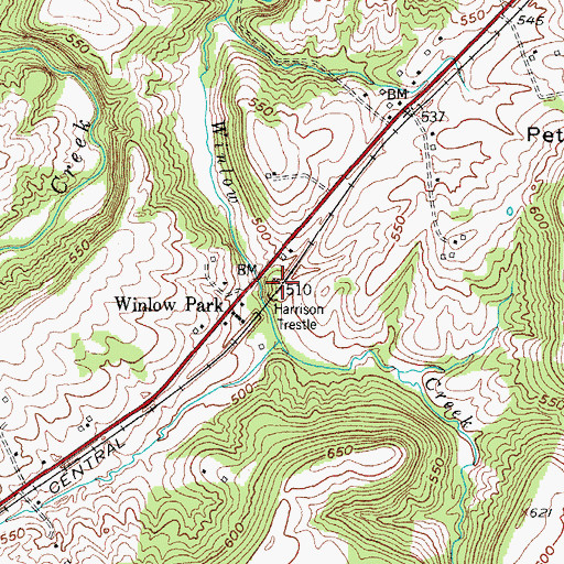 Topographic Map of Harrison Trestle, KY