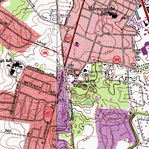 Topographic Map of Hookinsville Country Club, KY