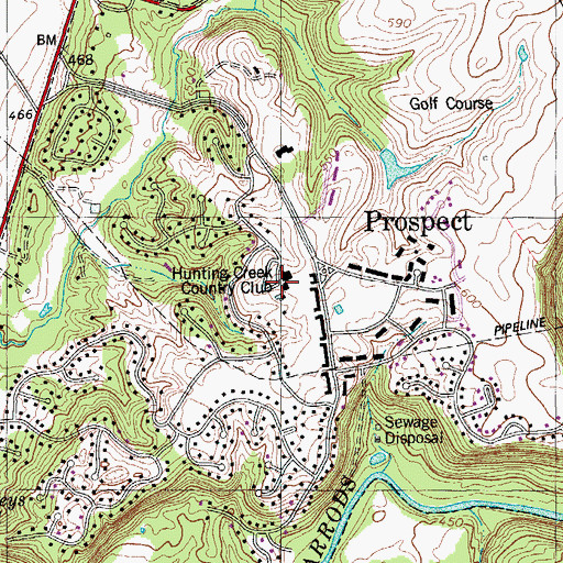 Topographic Map of Hunting Creek Country Club, KY