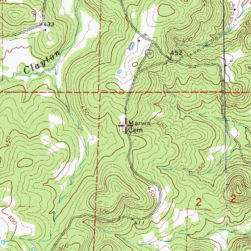 Topographic Map of Marvin Cemetery, AR