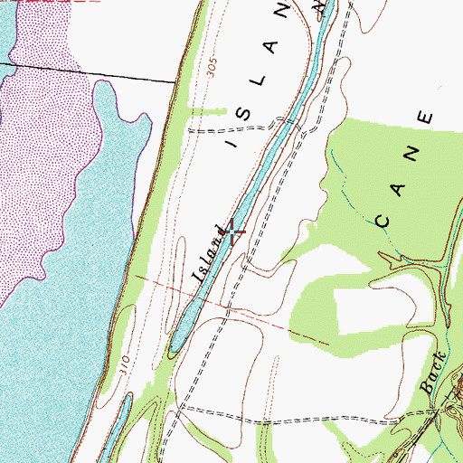 Topographic Map of Island Number 1 Chute, KY