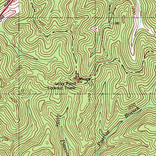 Topographic Map of Jacks Point Lookout Tower, KY