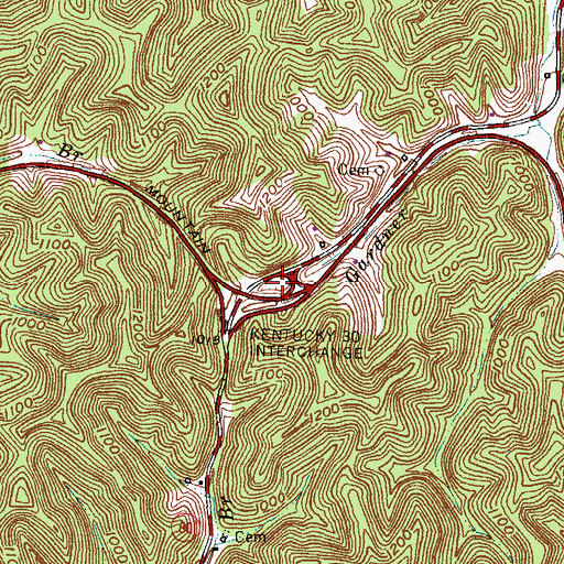 Topographic Map of Kentucky 30 Interchange, KY