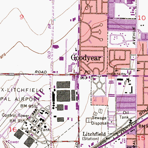 Topographic Map of Goodyear, AZ