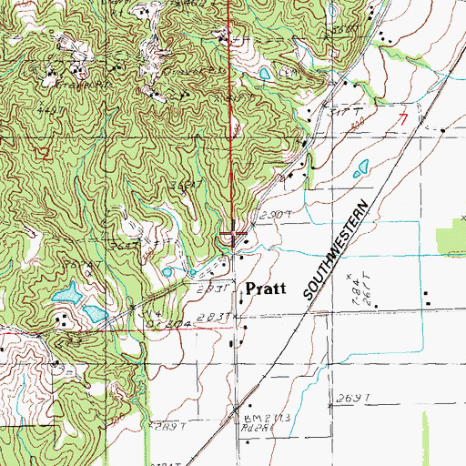 Topographic Map of Marys Chapel, AR