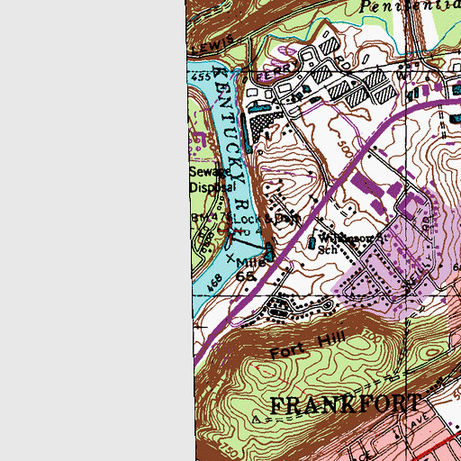 Topographic Map of Lock and Dam Number 4, KY