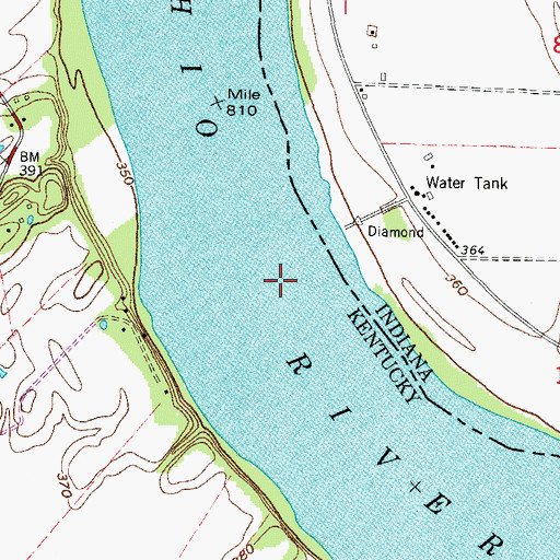 Topographic Map of Lock and Dam Number 48, KY