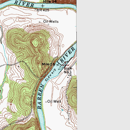 Topographic Map of Lock Number 1, KY