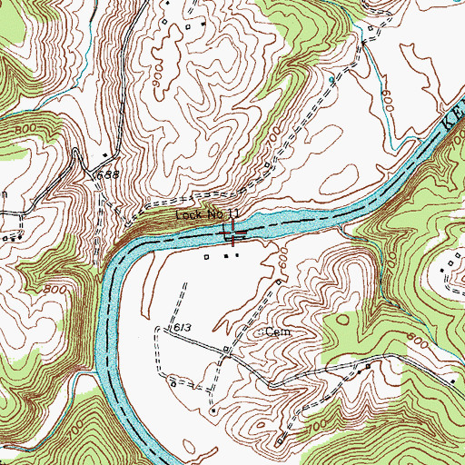 Topographic Map of Lock Number 11, KY