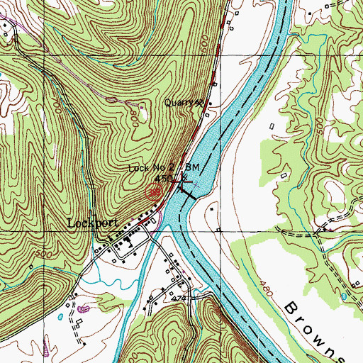 Topographic Map of Lock Number 2, KY
