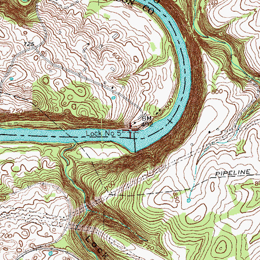 Topographic Map of Lock Number 5, KY