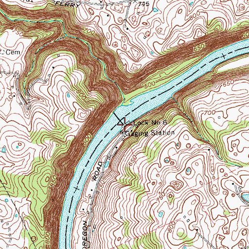 Topographic Map of Lock Number 6, KY