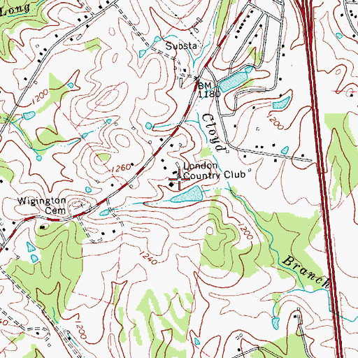 Topographic Map of London Country Club, KY