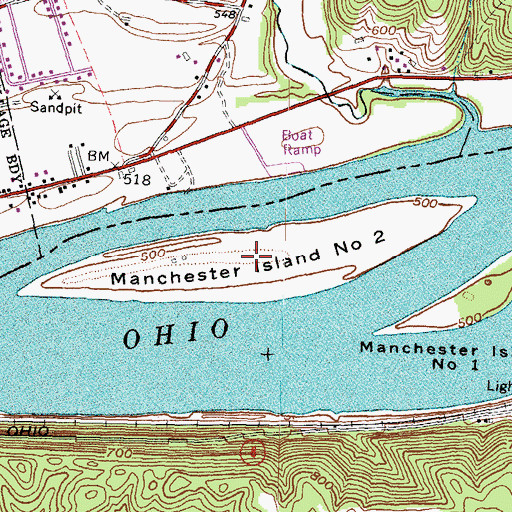 Topographic Map of Manchester Island Number 2, KY
